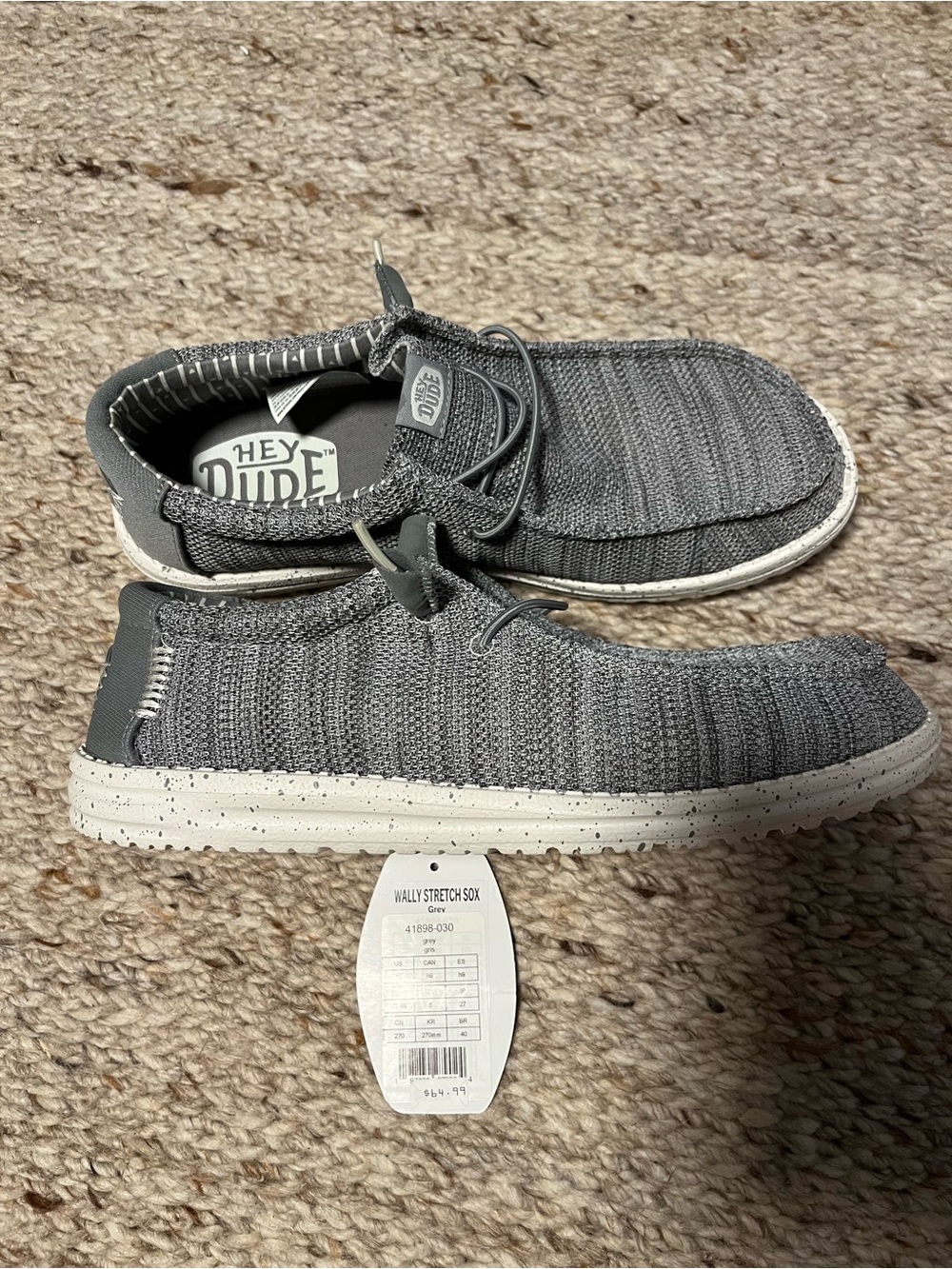 Hey Dude Men's Grey Wally Knit Slip-On Sneakers - Picture 2 of 4